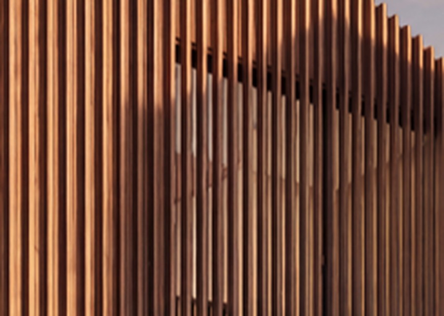 Vertical cedar slat screen, Casa Shutters
