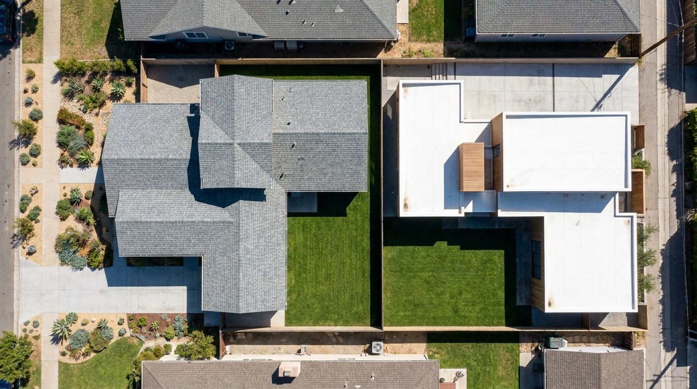 Casas on 18th, seen from above