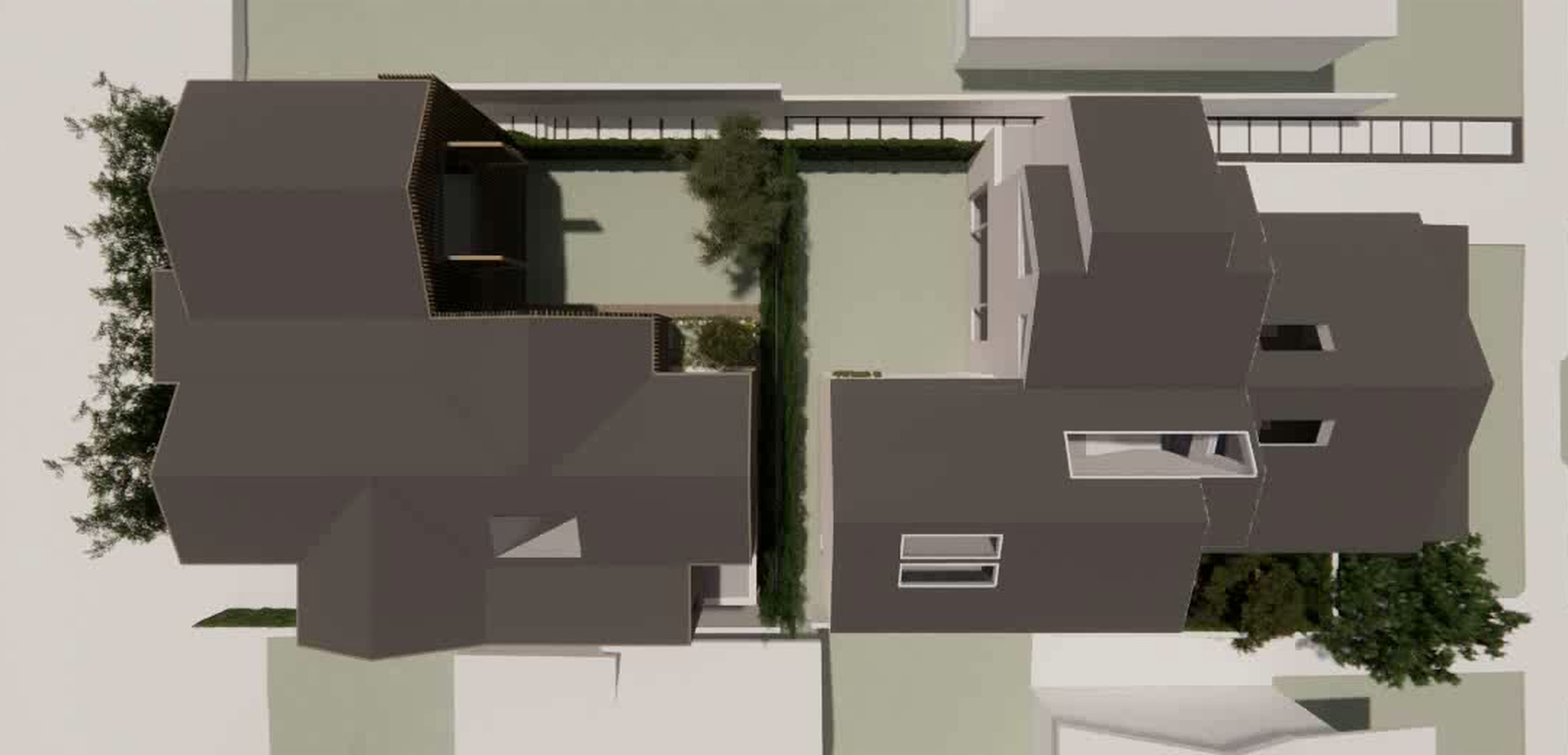Casas on 18th, architect's overhead rendering of both homes